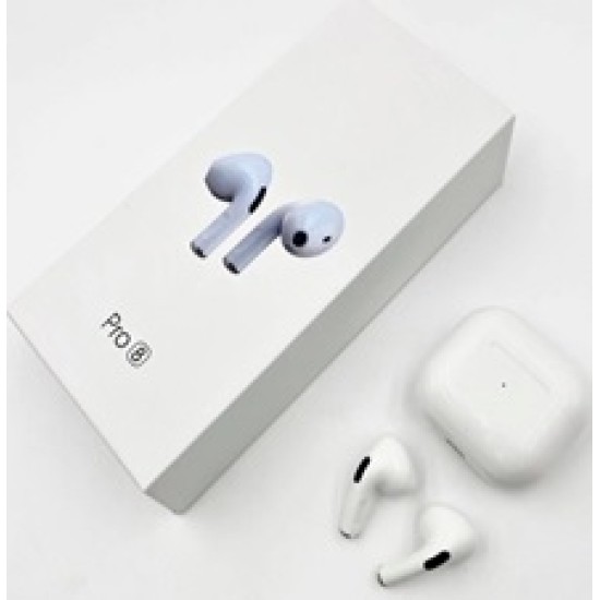 AIRPOD PRO 8 WHITE (BLUETOOTH HEADPHONES) • WIRELESS VERSION V5.0 + EDR